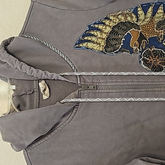 Free People Vintage Embroidered Zip up Hoodie Sweatshirt M - Picture 2 of 14